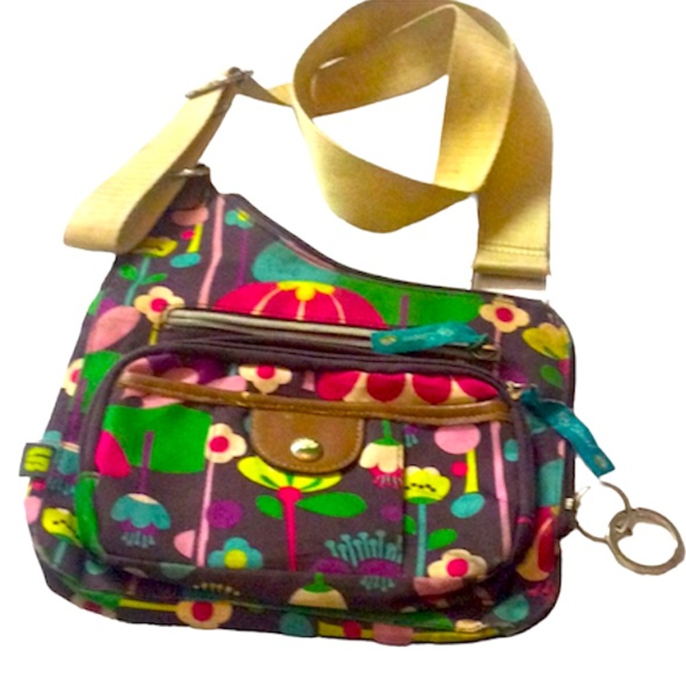 🌞 Lily Bloom floral shoulder handbag purse plentiful pockets inside & out